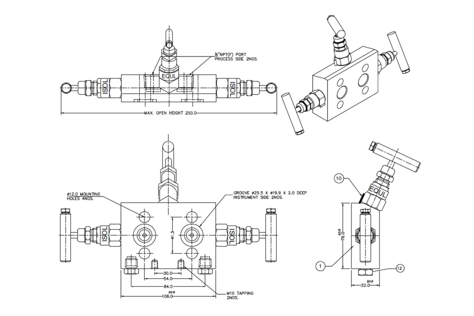 3 Valve Manifold Bar Type _ E307 DM