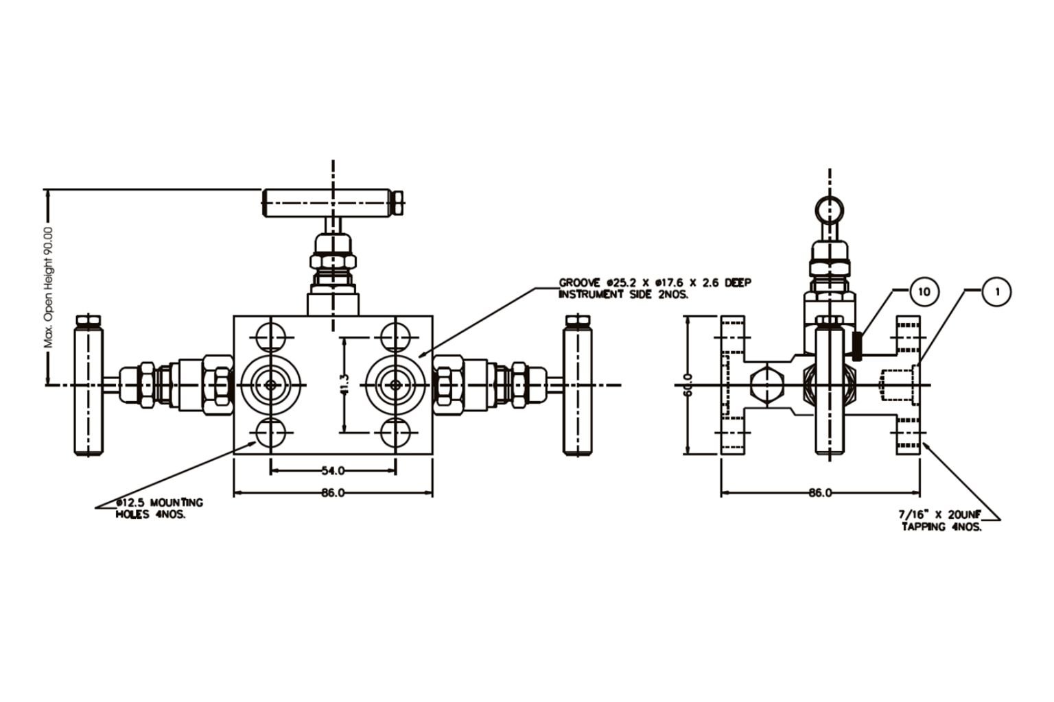 3 Valve Manifold H-Type with Drain _ E302 FF (2)