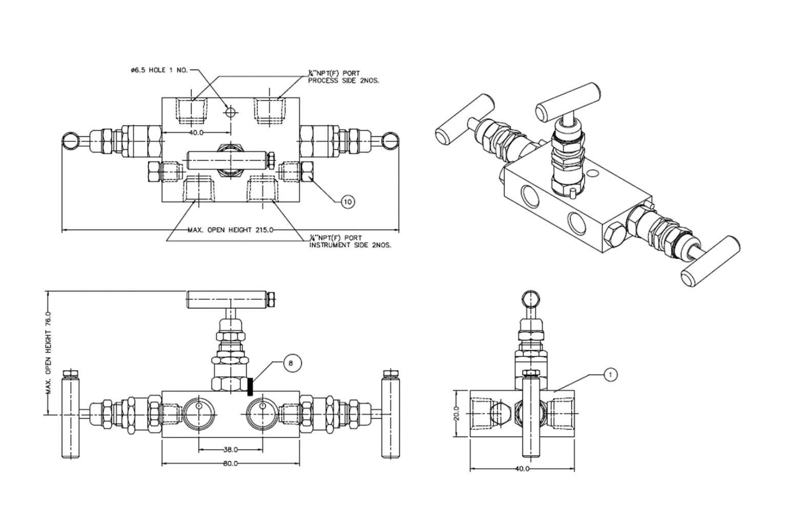 3 Valve Manifold Separately mounted type with Drain _ E312RM