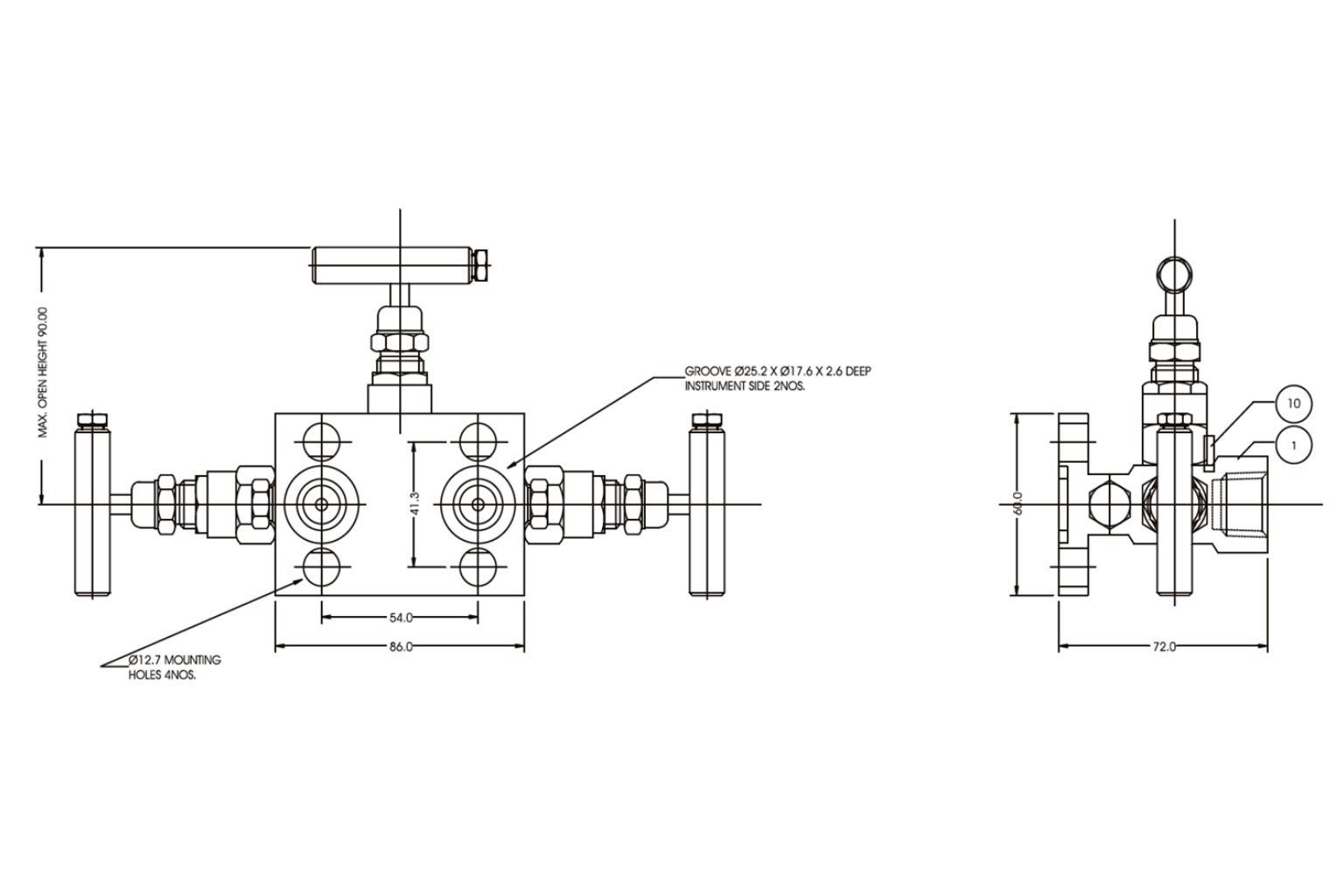 3 Valve Manifold T-Type with Drain _ E306 DM (2)